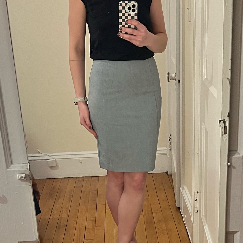 blue pencil skirt